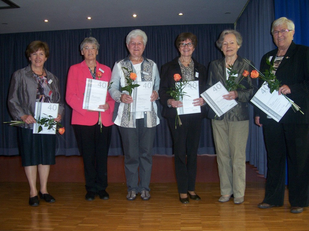 Inge Schmollinger, Anneliese Schuker, Elsbeth Pelz, Lisa Müller, Hanne Förster und Luise Buck